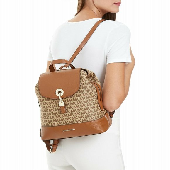 Michael Kors Raven Medium Brown/Ebony Signature and Leather Backpack main image 7